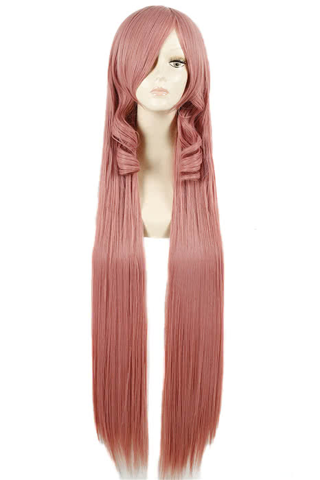 100cm Long Pink Straight Fashion Cosplay Wig - Synthetic High Temp Fiber Capless