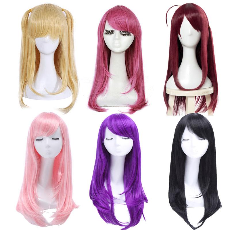 65cm Long Universal Straight Cosplay Wig - 6 Colors Synthetic High Temp Fiber
