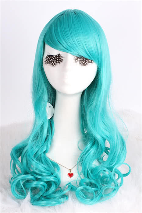 High Quality Cosplay Wigs Long Dark Turquoise Curly Wavy Wig - Anime Cosplay