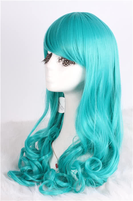 High Quality Cosplay Wigs Long Dark Turquoise Curly Wavy Wig - Anime Cosplay