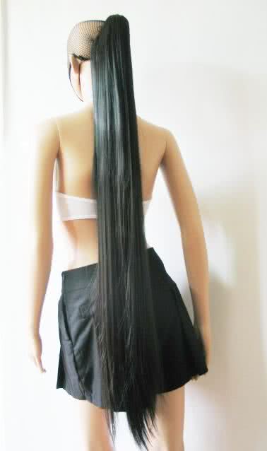 OROCOSPLAY Black Long Clip-On Ponytail - 120cm Straight Cosplay Hair Extension Heat Resistant