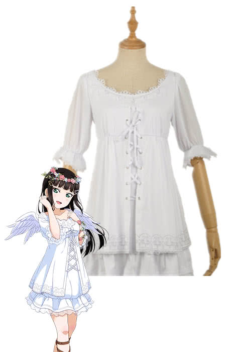 High Quality Anime Costumes Dia Kurosawa White Angel Dress - Love Live Sunshine Aqours Unawaken