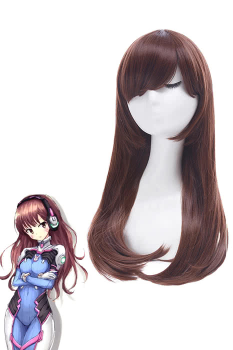 D.Va Hana Song Brown Long Straight Cosplay Wig - Overwatch