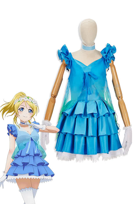 High Quality Anime Costumes Eli Ayase Blue Cosplay Dress - Love Live Yume No Tobira