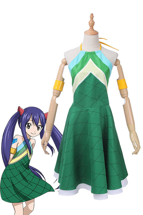 Vintage Skirt Wendy Marvell Green Dress - Fairy Tail Cosplay Costume