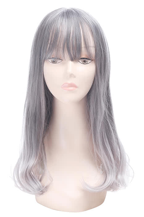 Women's Medium Long Gray Curly Fashion Wig - Heat Resistant Capless Wig
