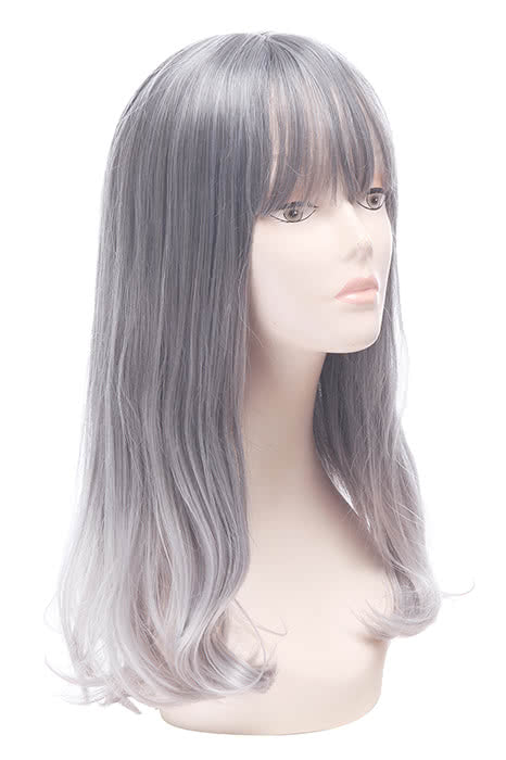 Women's Medium Long Gray Curly Fashion Wig - Heat Resistant Capless Wig