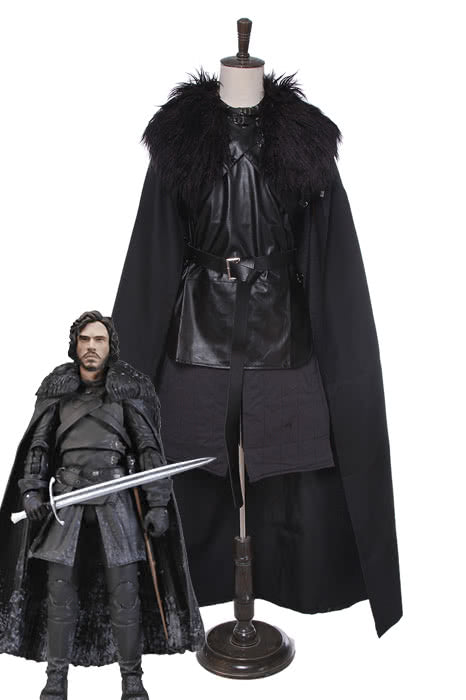 Game of Thrones Jon Snow Cosplay Costume - Cloak & Tops Full Set with Belts