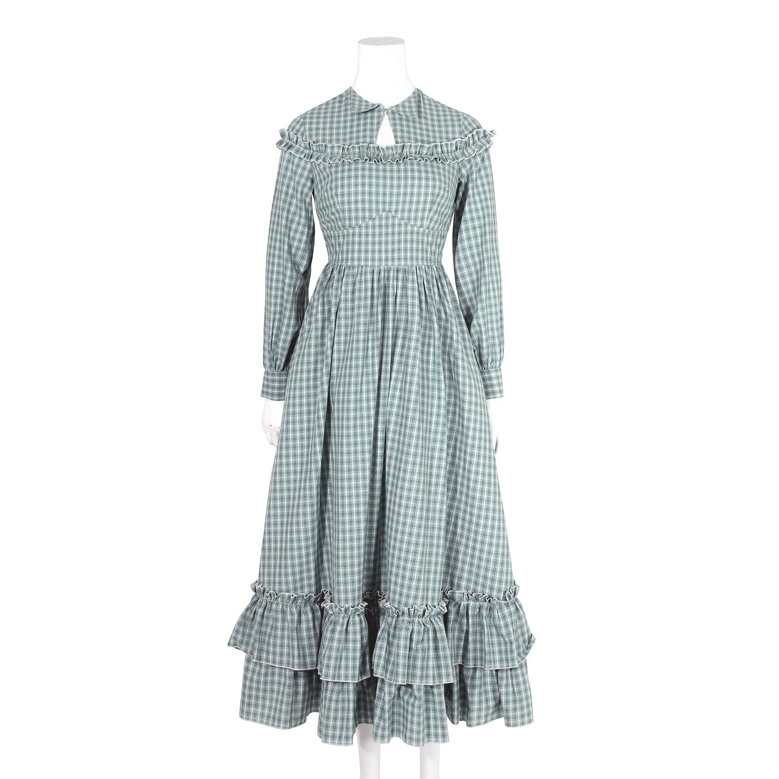 Women's Green Plaid Long Sleeve Skirt - Cotton Maxi Skirt Set