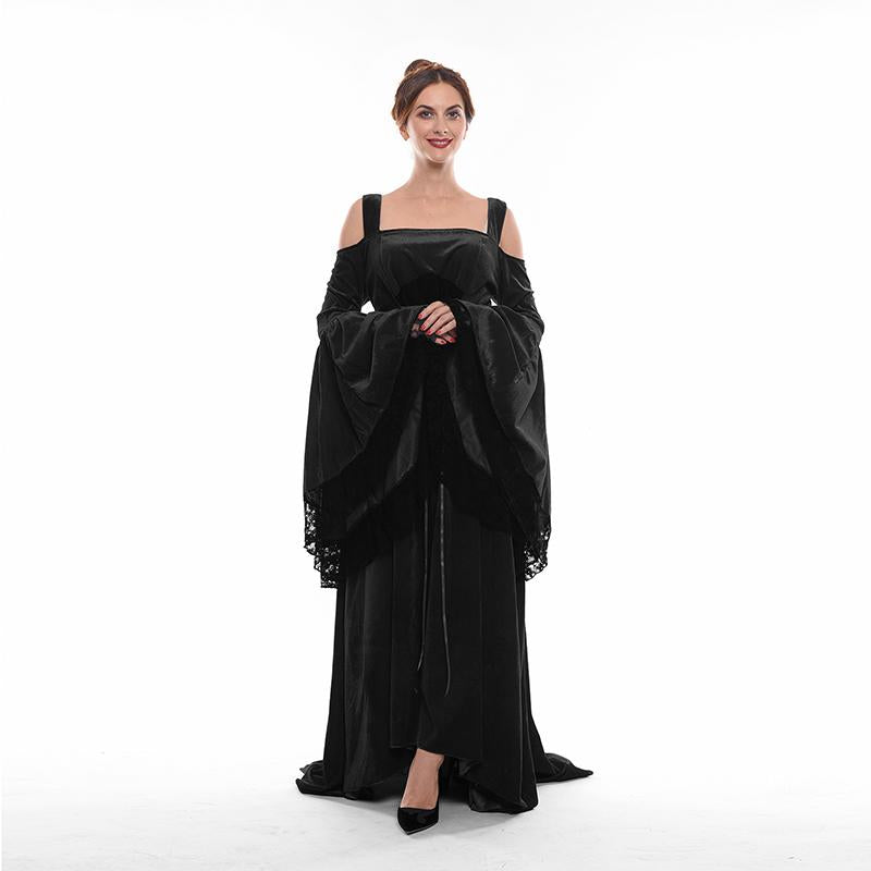 Vintage Skirt Flannel Wide Sleeves Long Skirt - Victorian Women Costume