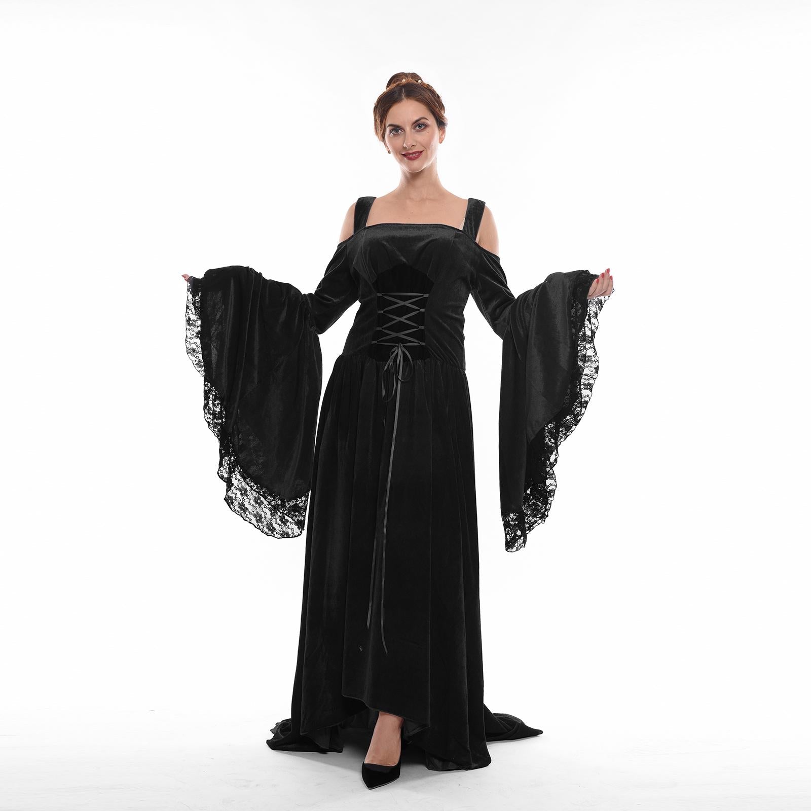 Vintage Skirt Flannel Wide Sleeves Long Skirt - Victorian Women Costume