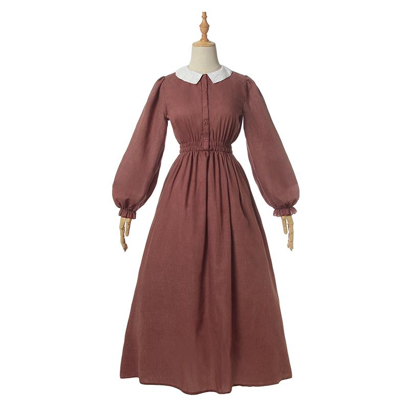 Women's Victorian Long Bubble Sleeve Dress - Renaissance Medieval Costume