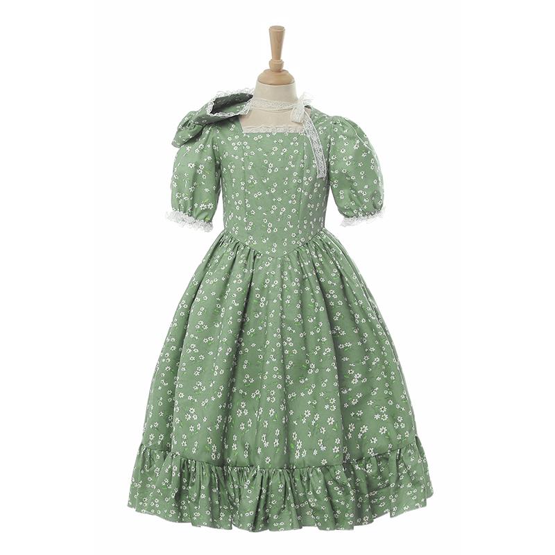 Women's Renaissance Victorian Floral Dress Set - With Hat Medieval Costume