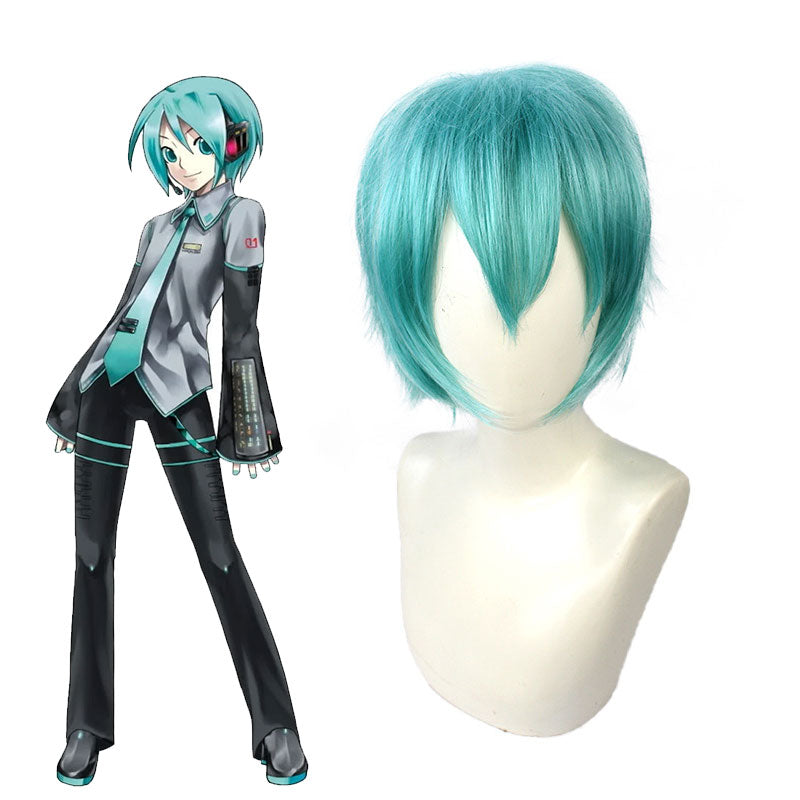 Hatsune Mikuo Green Straight Curly Wig - Vocaloid Male Cosplay Wig 30cm
