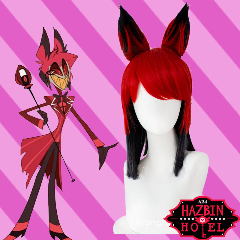 Hazbin Hotel Alastor The Radio Demon Cosplay Wig - Red Mixed Black