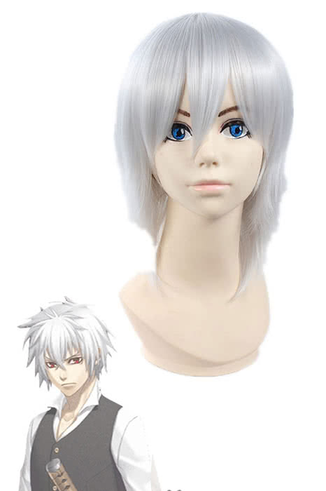 Rolecos Hijikata Toshizo Cosplay Wig - Hakuouki Silver White 35cm