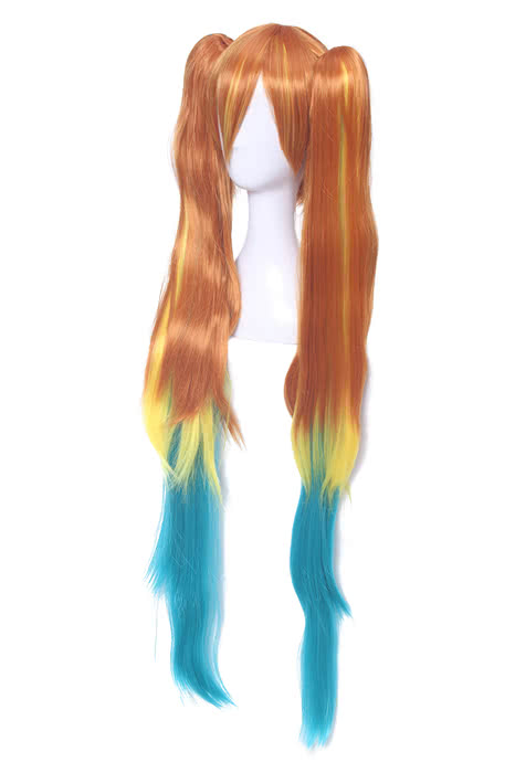Hatsune Miku Long Straight Orange Ponytail Wig - Vocaloid Cosplay Wig 100cm