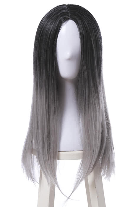 OROCOSPLAY Black Gray Mixed Long Straight Wig - Fashion Cosplay