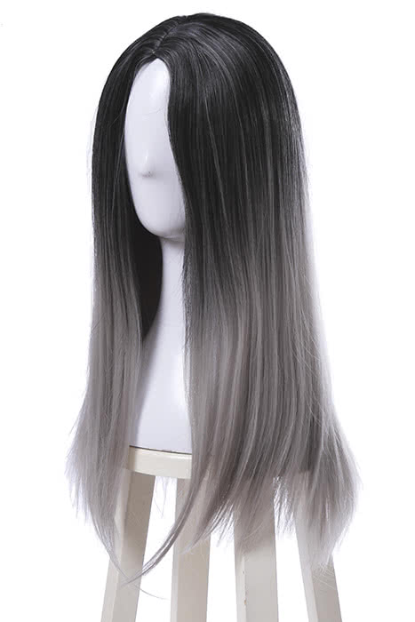 OROCOSPLAY Black Gray Mixed Long Straight Wig - Fashion Cosplay