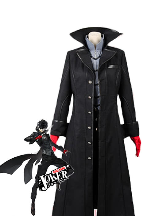 Persona 5 Joker Black Suit Cosplay Costume with Shirt Coat Pants Gloves