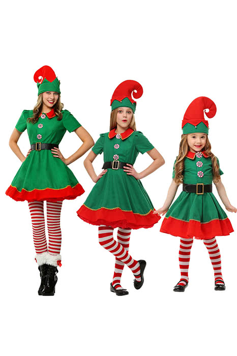 OROCOSPLAY Christmas Elf Family Costume - Women & Girls Dress Set