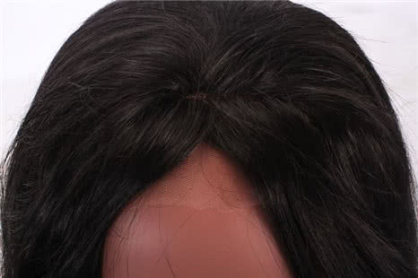 OROCOSPLAY Black Long Straight Lace Front Wig - Dark Brown Side Bangs