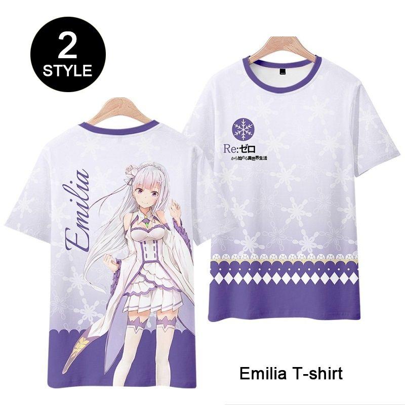Official Collection Emilia T-shirt Cosplay Costume - Life In A Different World From Zero