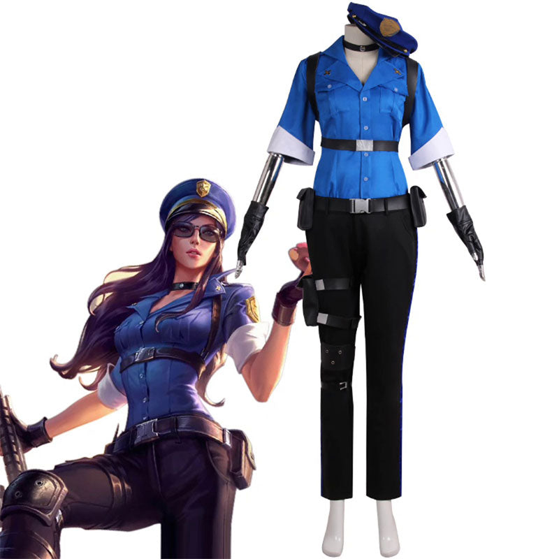 High Quality Anime Costumes Caitlyn Officer Cosplay Costume - LOL Halloween