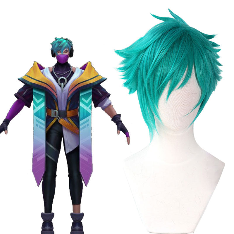 Official Collection Heartsteel Aphelios Blue Green Cosplay Wig - League Of Legends