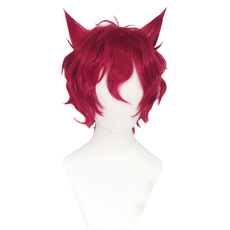 Official Collection Heartsteel Sett Wine Red Curly Cosplay Wig - League Of Legends