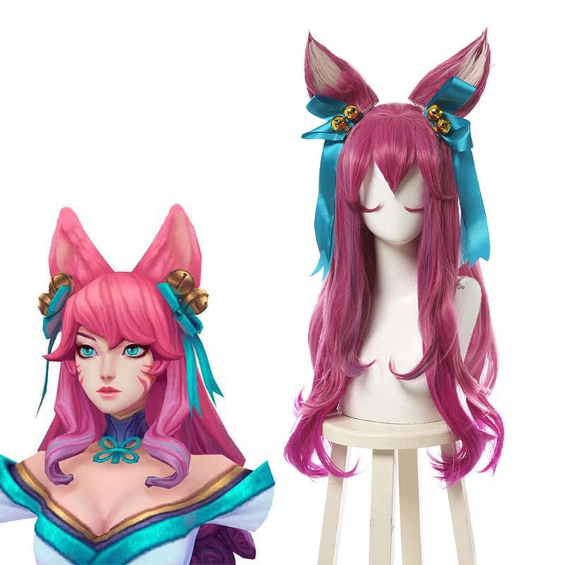 High Quality Cosplay Wigs Ahri Spirit Blossom Pink Long Wig - LOL Halloween