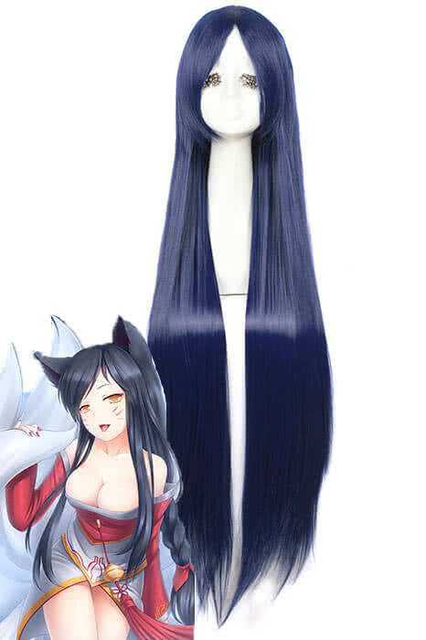 High Quality Cosplay Wigs Ahri Nine-Tailed Fox Long Blue Wig - LOL