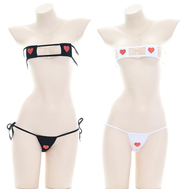 High Quality Apparel Love Embroidery Bikini Sexy Costume - 2 Colors