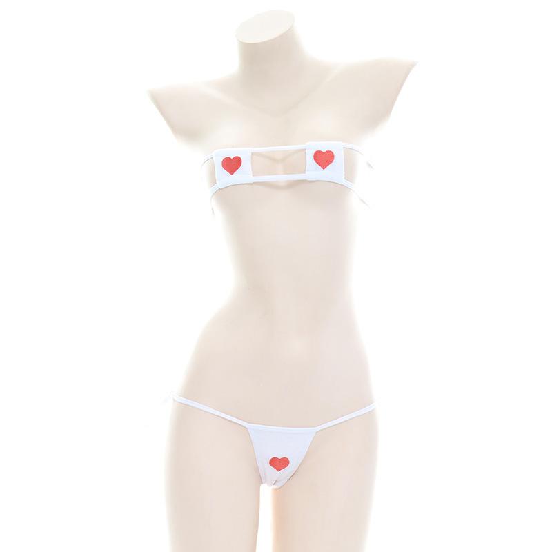High Quality Apparel Love Embroidery Bikini Sexy Costume - 2 Colors