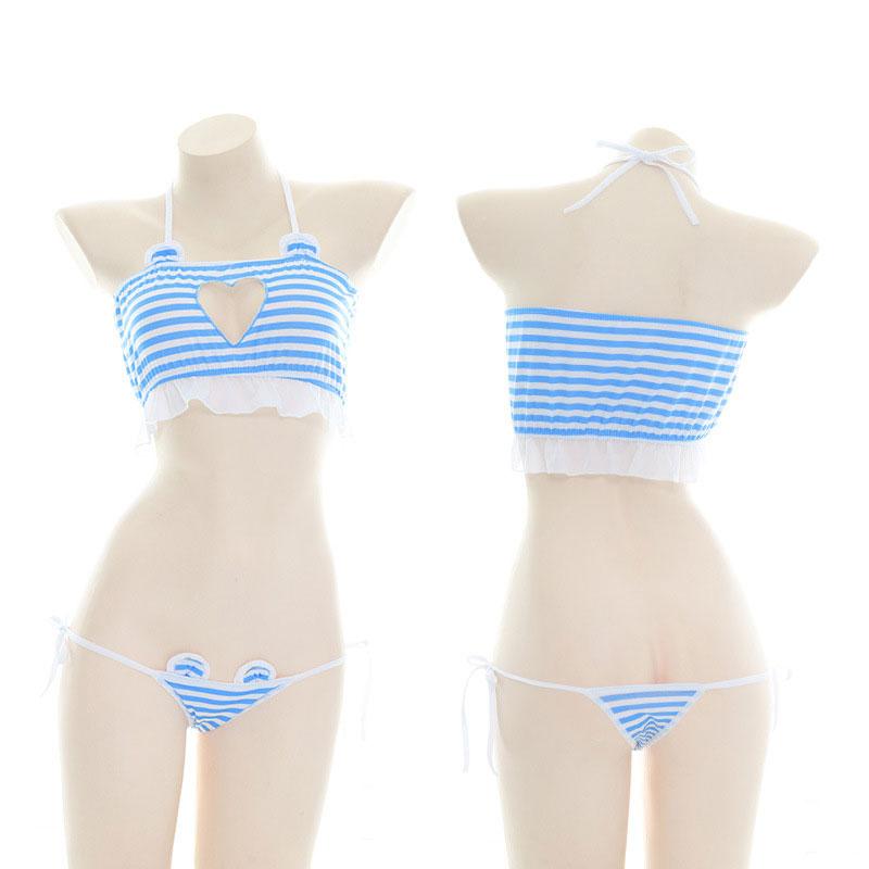 High Quality Apparel Love Hollow Striped Bikini Costume - Cosplay
