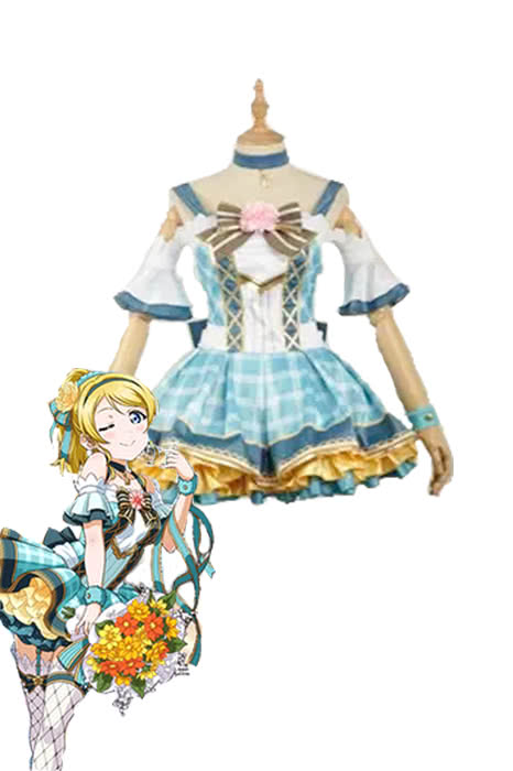 High Quality Anime Costumes Ayase Eli Bouquet Awaken Cyan Dress - Love Live