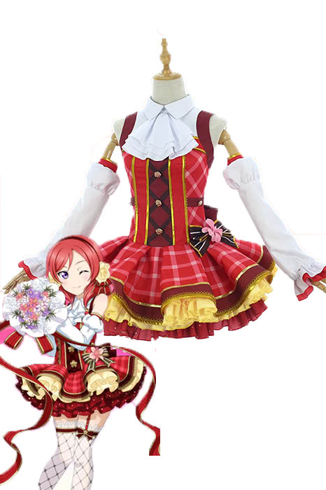 High Quality Anime Costumes Nishikino Maki Bouquet Awaken Red Dress - Love Live
