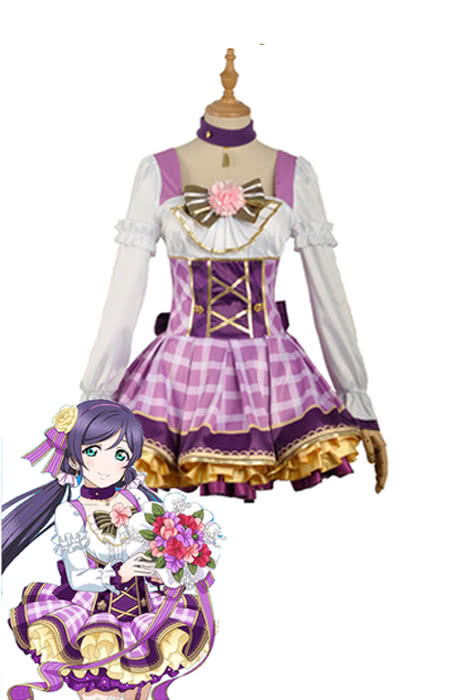 High Quality Anime Costumes Tojo Nozomi Bouquet Awaken Purple Dress - Love Live