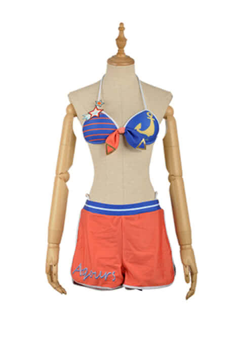 High Quality Anime Costumes You Watanabe Orange Swimsuit Costume - Love Live Sunshine Aqours Unawaken