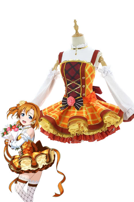 High Quality Anime Costumes Kosaka Honoka Bouquet Awaken Orange Dress - Love Live