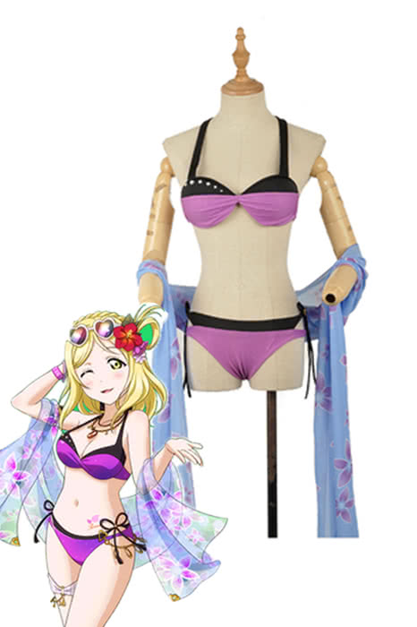 High Quality Anime Costumes Mari Ohara Purple Swimsuit Costume - Love Live Sunshine Aqours Unawaken