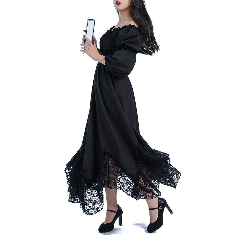 Vintage Skirt Lace Black Dress for Women - Medieval Halloween Costume