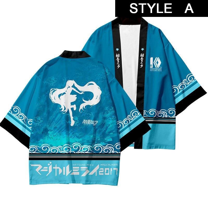 Miku Hatsune Printed Haori Cosplay - Virtual Idol Outerwear Sizes S-4XL & Kids 100-160