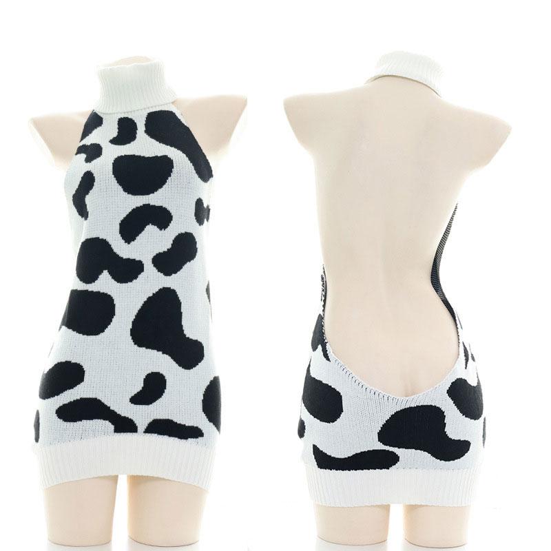 Cosplay Store Milk Cow High Neck Backless Sweater - Japanese Lingerie