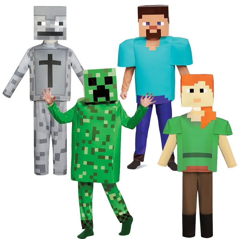 OROCOSPLAY Alex Steve Skeleton Velcro Hat Top Pants Set - Minecraft