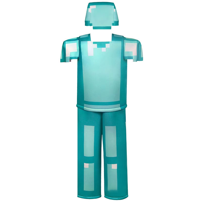 OROCOSPLAY Diamond Armor Velcro Hat Top Pants Set - Minecraft