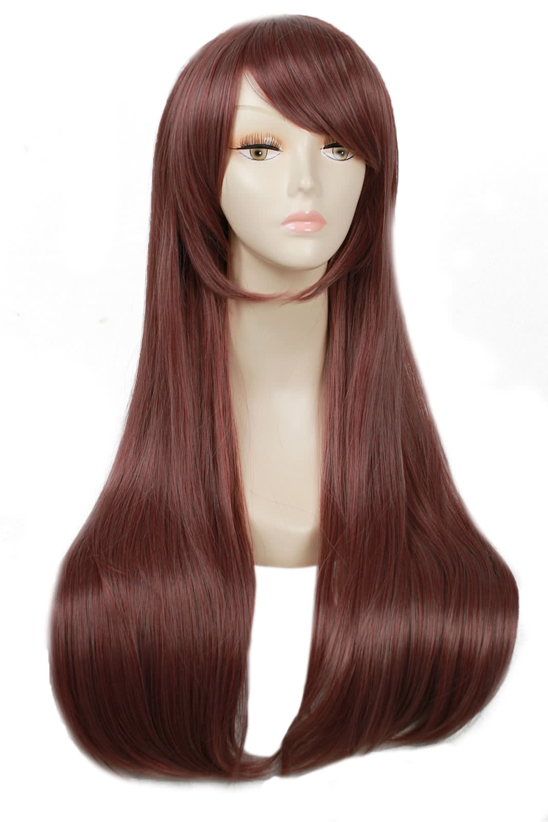 75-80cm Long Straight Auburn Cosplay Wig - Heat Resistant Fiber Fashion Hair
