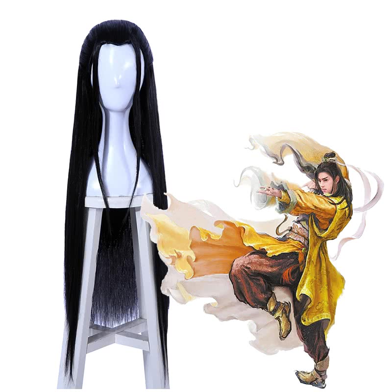 Liuxiang Chu Long Black Straight Cosplay Wig - 70cm Synthetic High Temp Fiber