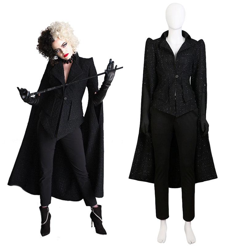 OROCOSPLAY Cruella de Vil Black Uniform Top Gloves Pants - Cruella Halloween