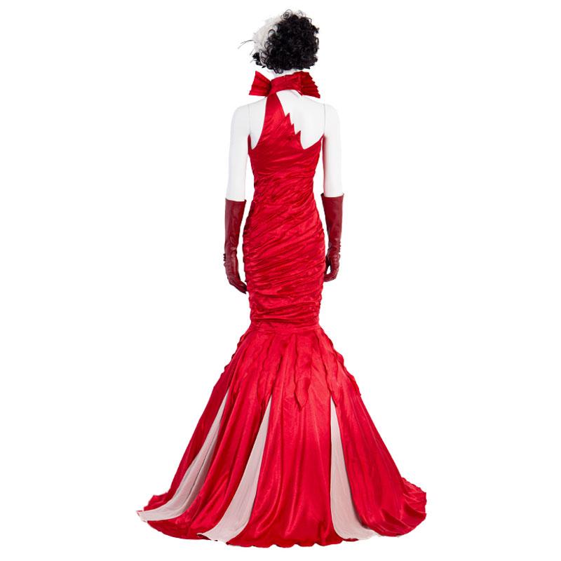 OROCOSPLAY Cruella de Vil Red Satin Dress - Cruella Halloween